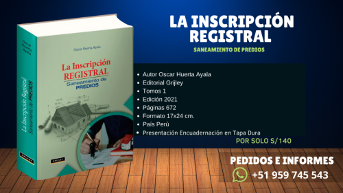 Libro: "La inscripción registral saneamientos de predios"