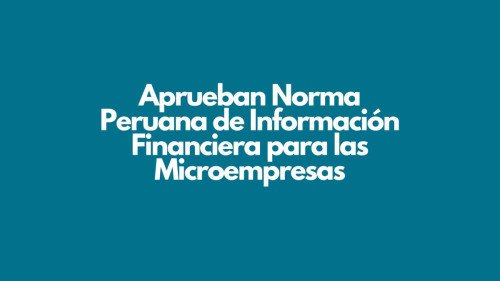 Aprueban Norma Peruana de Información Financiera para las Microempresas