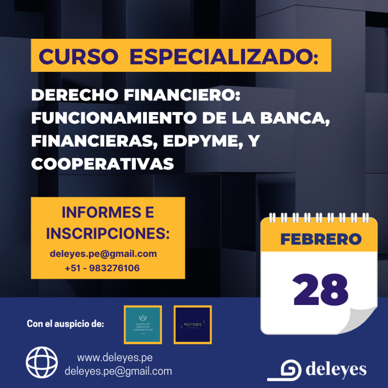 Curso de Especialización en Derecho Financiero: Funcionamiento y operaciones de banca.
