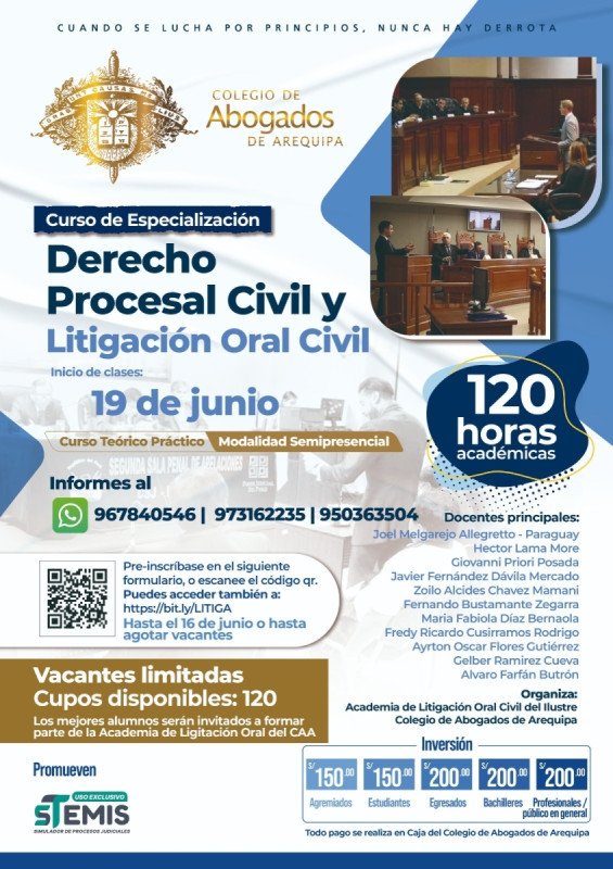Curso de especialización Derecho Procesal Civil y Litigación oral civil