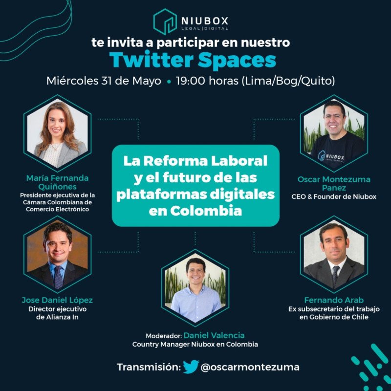 Niubox Legal | Twitter Spaces sobre la reforma laboral y el futuro de las apps en Colombia