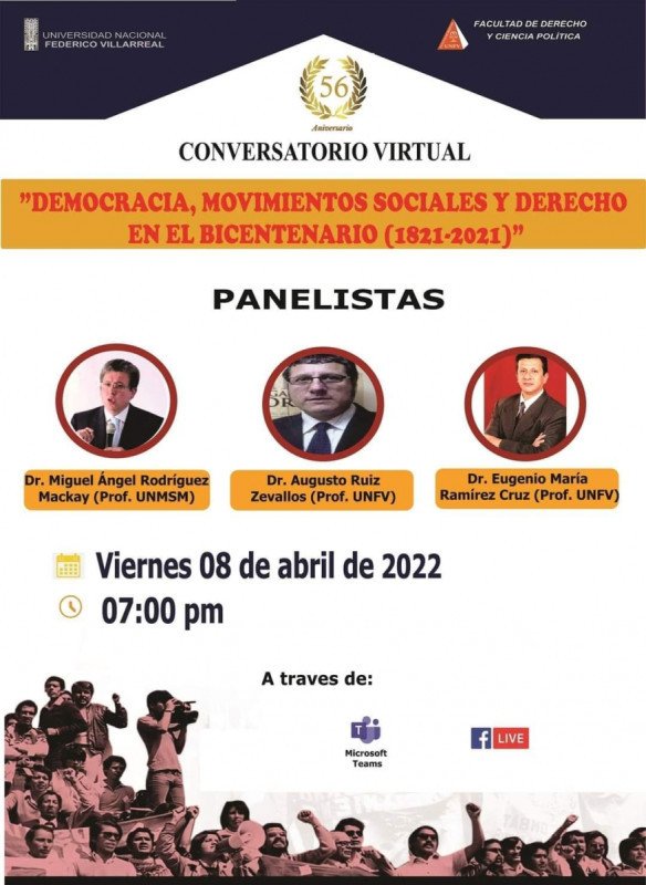 Conversatorio Virtual: "Democracia, Movimientos Sociales y  Derecho en el Bicentenario (1821-2021)"